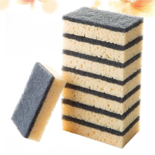 Image of Kitchen Cleaning Sponge Wipe 8Pcs Durable High Density Sponges for Effective Dish Washing Scrubbing Kitchenware Glass and Car Cleaning