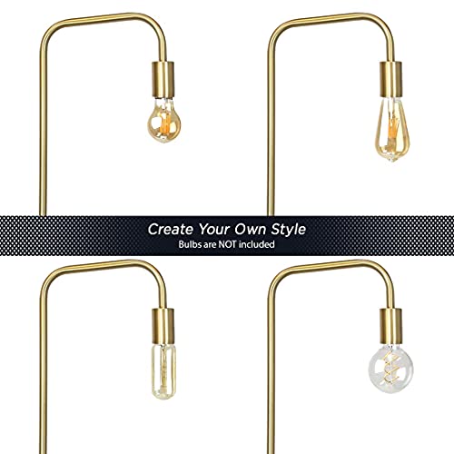 O'bright Industrial Floor Lamp And Desk Lamp Bundle, 100% Metal Lamp, Ul Certified E26 Socket, Minimalist Design For Decorative Lighting, Lamp Set For Bedroom,Office,Dorm, Etl Listed, Gold #TOP1