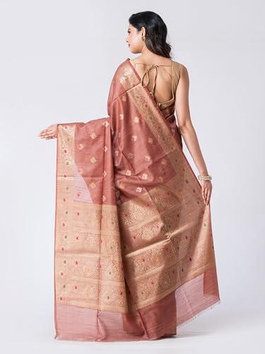 CXMAT pink tussar silk saree in tussar silk – image 2