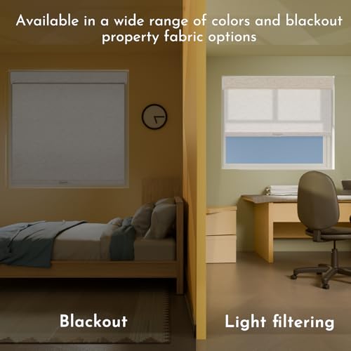 Image of Persilux Light Filtering Roller Shades for Window Blinds,Cordless,Linen Fabric,Thermal Insulated Fabric UV Protection Shades for Home,Office,Bedroom,Door,Light Filtering-Cream,30 inch W X 72 inch H
