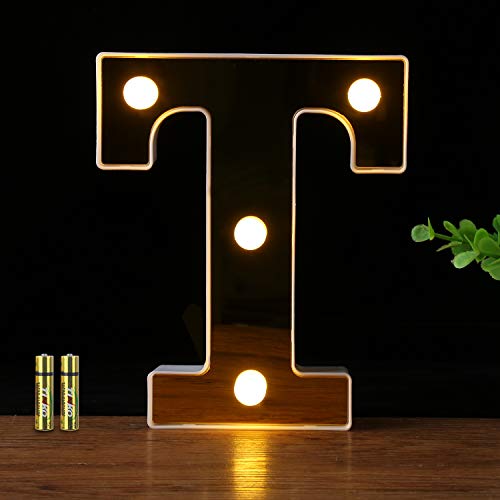 HONPHIER® Letras luces alfabeto lámpara LED carta iluminación letras iluminadas Nachtlichter decoración para cumpleaños Party bodas guarderías (T)