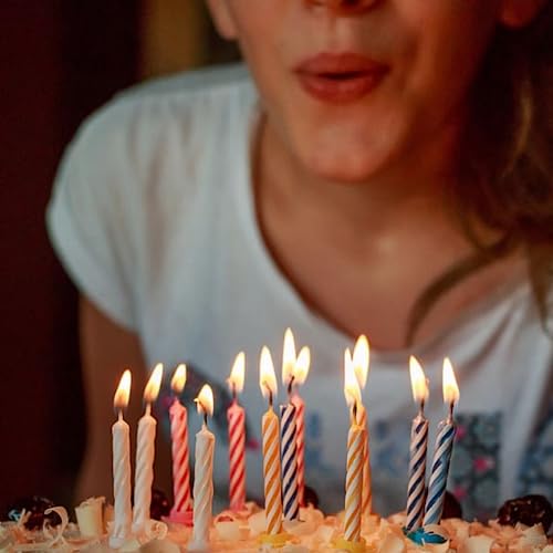 Cwise 280-Count Birthday Candles - Spiral Candles for Cake or Cupcake - Celebration Candles - Giant Pack for Cakes - Colorful Birthday Candles (with Holders)