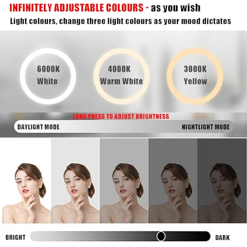 Miroir salle de bain LED rétro noyer 80x60cm antibuée - 3