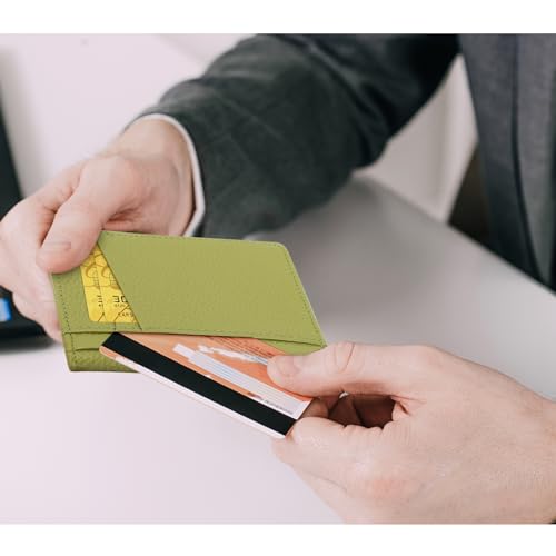 Image of Unaone Slim Minimalist Wallet - Premium Leather RFID Blocking Front Pocket Wallets with 8 Card Slots and 2 ID Window, Green