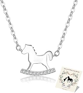Horse Necklace for Girls,Horse with Girl Necklace 925 Sterling Silver Pendant Horse Necklace Girls Embrace Horse Gifts for Girls Women Horse Lover