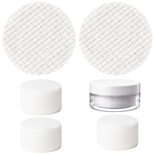 YOYOSOFT コットン ふきとり用 丸型 トナーパッド 詰め替え 100枚 化粧水用 T型凹凸エンボス 薄型 DIYパック 100%天然綿 スキンケア ネイルオフコットン 毛羽立たない クレンジングパッド (白い蓋)