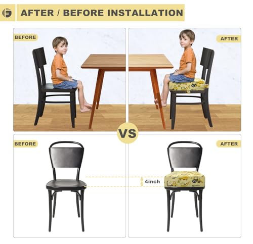 Image of Toddler Booster Seat for Dining Table, Portable Booster Seat for Kitchen Chair, 4 Inch High-Density Foam Cushion with Adjustable Safety Straps and Non-Slip Bottom, Perfect for Kids Travel and Daily