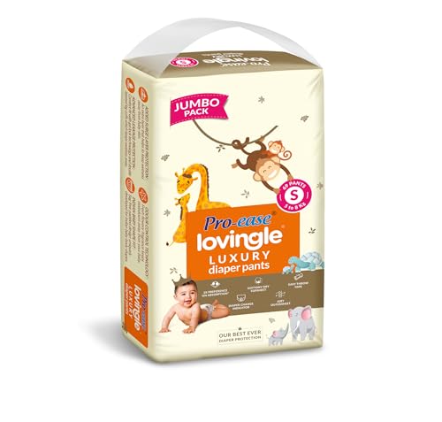 Image of Pro-ease Lovingle Luxury Baby Diaper|Pant Style Diaper for Baby|Diaper S size|2X Preference on Absorption*IAdvanced Leakage Protection|Wetness Indicator|Easy Throw Tape|5-8 kg|69 Pieces