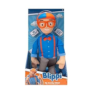 Blippi BLP0013 Buigbare pluche pop, 40,6 cm hoog, met SFX-knijpen om de buik te horen, klassieke vangspreuken, educatief…