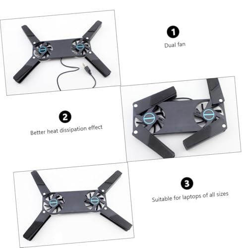 Base portátil con ventiladores duales plegable negro miniatura 3