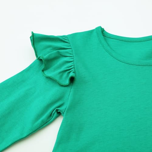 Image of Girl Long Sleeve Dress Ruffle Rainbow Color Block Cotton Casual Tiered Pleated Twirly Dress