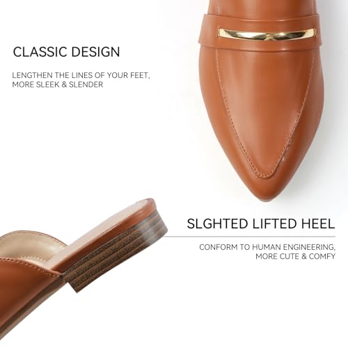 Image of MUSSHOE Mules for Women - Suede Slip On Backless Loafers with Cushioned Insole and Non-Slip Sole, Pointed Toe Flats for Office Work Business Casual