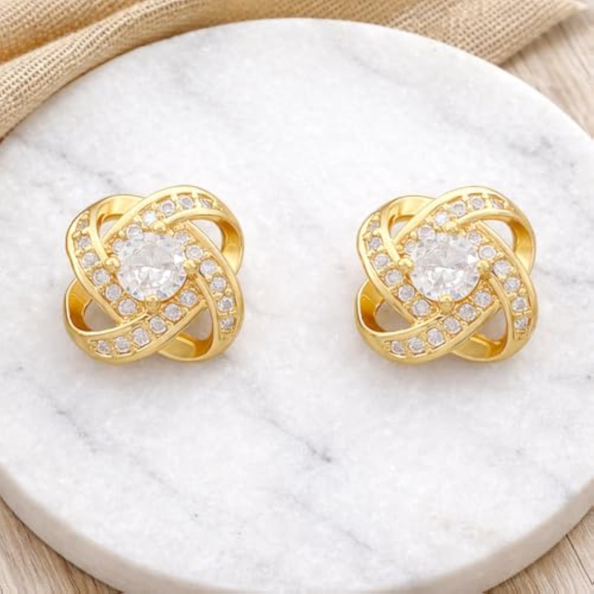 AD American Diamond Stud Earrings, Stylish for Women