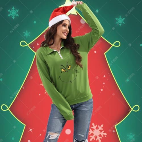 New Pullover Ugly Christmas Sweaters Cartoon Character Green Monster Print Unisex Sweatshirt With Christmas Hat 2 New Pullover Ugly Christmas Sweaters Cartoon Character Green Monster Print Unisex Sweatshirt With Christmas Hat - Image 3