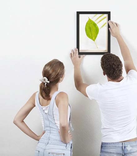 Image of Desi Rang Wooden Frame for Wall Decor Table top Hanging Any Green or dry plant Leaf Picture Photo DIY Gift Home decoration (Black,Rec,7.7x5.5 inch,without Leaf)