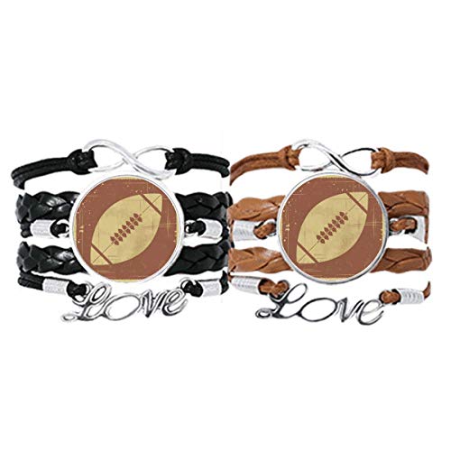 Bracelet Cuir Corde Marron au Design Sport et Amour pour Couple Élégant