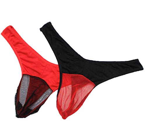 KHUFUZI Lot de 2 strings sexy, en forme de G, pour homme, tanga, sous-vêtements en soie glacée, cadeau pour un ami, 2 couleurs, Pack C, Lot de 2 couleurs, M Cover