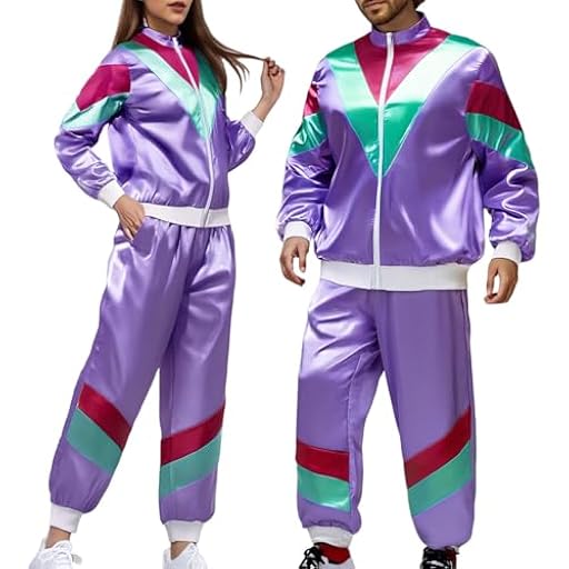 Genérico Ropa Años 80 Hombre Mujer: Carnaval Hippie Chándal Chaqueta Pantalón - Disfraz de Fiesta Disfraces para Parejas | Ya disponible en tu tienda friki favorita! En mundofriki.es!