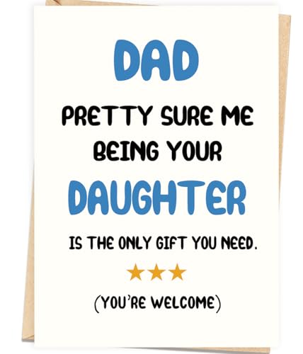 Asmallgf Funny Father's Day Card for Dad, Happy Fathers Day Decoration Gifts Idea from Daughter Kid With Envelope