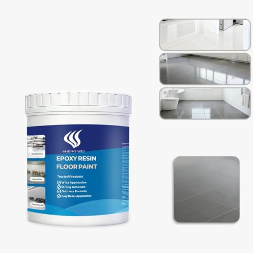 SHENGWEI Floor Paint, Indoor Epoxy Floor Coating, 2 Pounds, Gray,