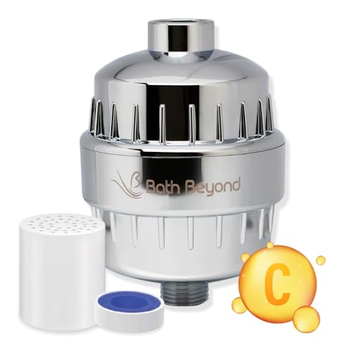 Bath Beyond Shower Filter Vitamin C 15 Stage High Output Water Filter With cartridge for Hard Water - Shower Head Filter Removes Chlorine Fluoride and Improves The Condition of Your Skin, Hair