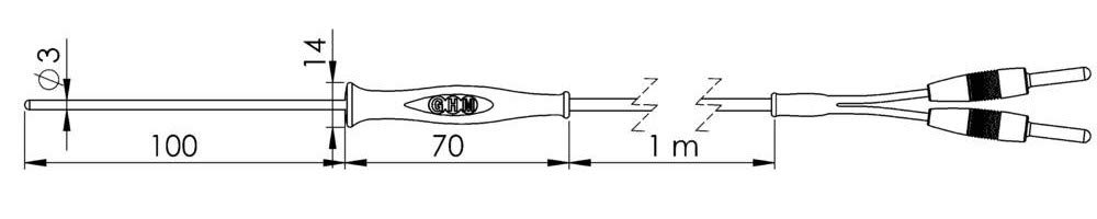 GHM Greisinger GF 1T-T3-B-BS Compact Hand Sensor with Silicone Handle, Black