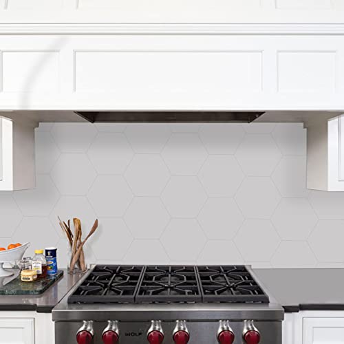 Peel And Stick Floor Tile, 0.027 Inch Thick, Vinyl Flooring Hexagon Tiles, Waterproof Self-Adhesive Floor Tile Diy For Bathroom Kitchen, Light Grey (Covered 3.7 Sq.ft /10 Pcs) #TOP6