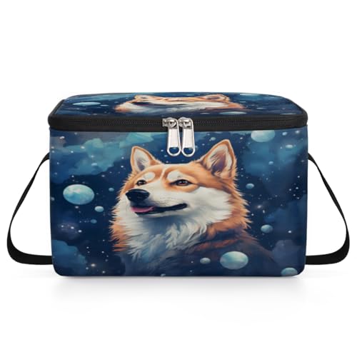GzLeyigou Funny Husky Lunch Bags for Women Men 9 Cans, Hot & Cold Food Delivery Bag Insulated Grocery Bag Insulated Lunch Box Dog Cooler Bag for Office Work Picnic Beach