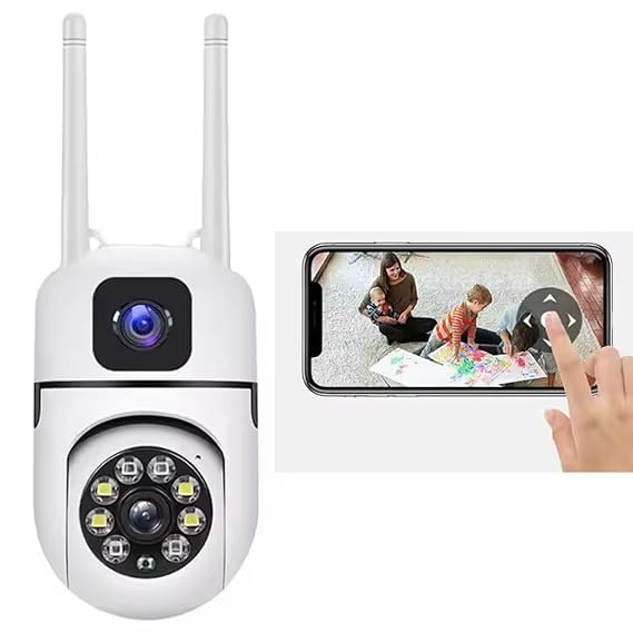 IFITech 4MP Dual Lens Wireless Home Security WiFi Camera with Flexible Gooseneck Extension Holder | 1080p (2MP) Each Lens | 360° Coverage, Colorful Night Vision, Plug & Play, Easy Setup