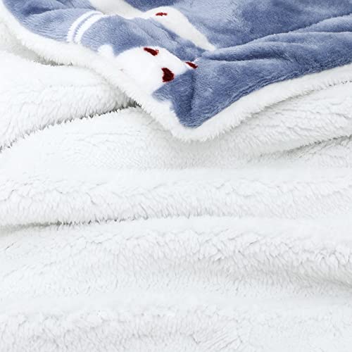 Tillyou Reversible Plush Sherpa Fleece Baby Blanket For Boys, Girls, Kids, Toddler, Infant, Newborn, 40”X50” - Fuzzy Fluffy Warm Throw Blanket For Toddler Bed, Crib, Stroller, Bassinet, Reindeer Blue #TOP4