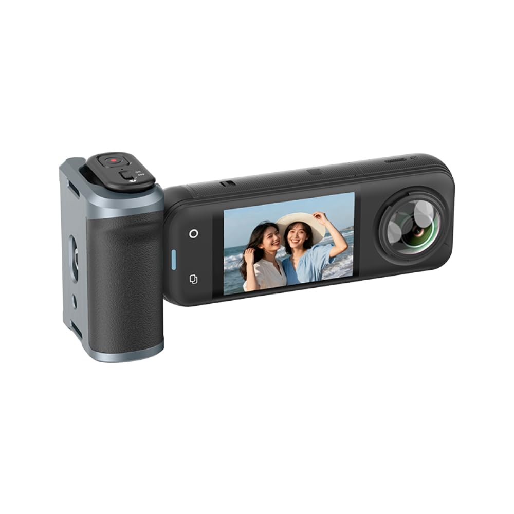 Impugnatura per riprese stradali per Insta360 X4 air/X5 Bluetooth compatibile con maniglia per fotografia di strada in lega di alluminio, design ergonomico, sgancio rapido, telecomando da 10 m, porte