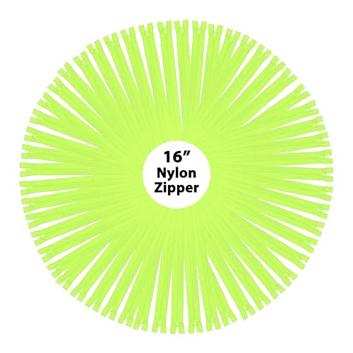 Image of Mandala Crafts 80 PCs Lime Green Closed-End 16 in Nylon Zippers for Sewing