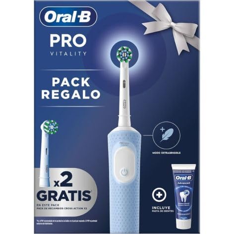 Oral-B Pro Vitality Cepillo de Dientes Eléctrico Azul - Pack Cepillo + 2 Recambios + Pasta Dientes