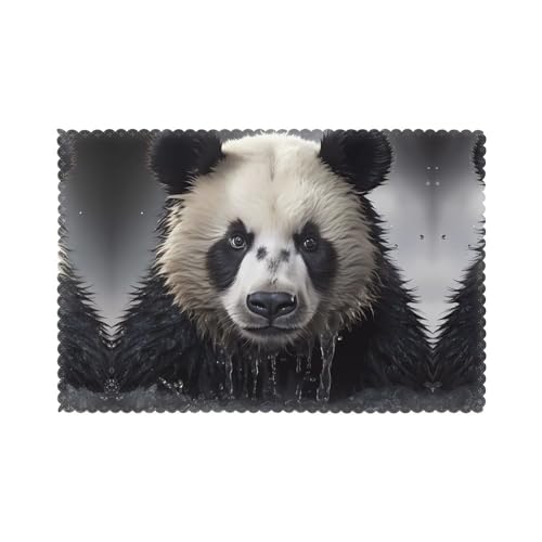 Panda in The Water - Mantel individual antideslizante resistente al calor, tejido lavable, resistente a las manchas, fácil de limpiar.