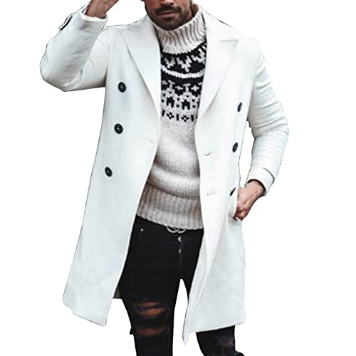 Abrigo largo de lana negra para hombre con doble botonadura y acabado suave premium
