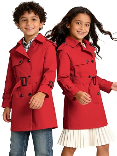 Image of Cromoncent Kids Rain Jacket, Raincoats Lightweight Waterproof Trench Coat for Boys Girls