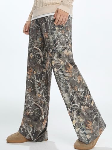 GORGLITTER Men's Baggy Camo Pants Y2K Graphic Wide Leg Sweatpants Grunge Drippy Streetwear Joggers3