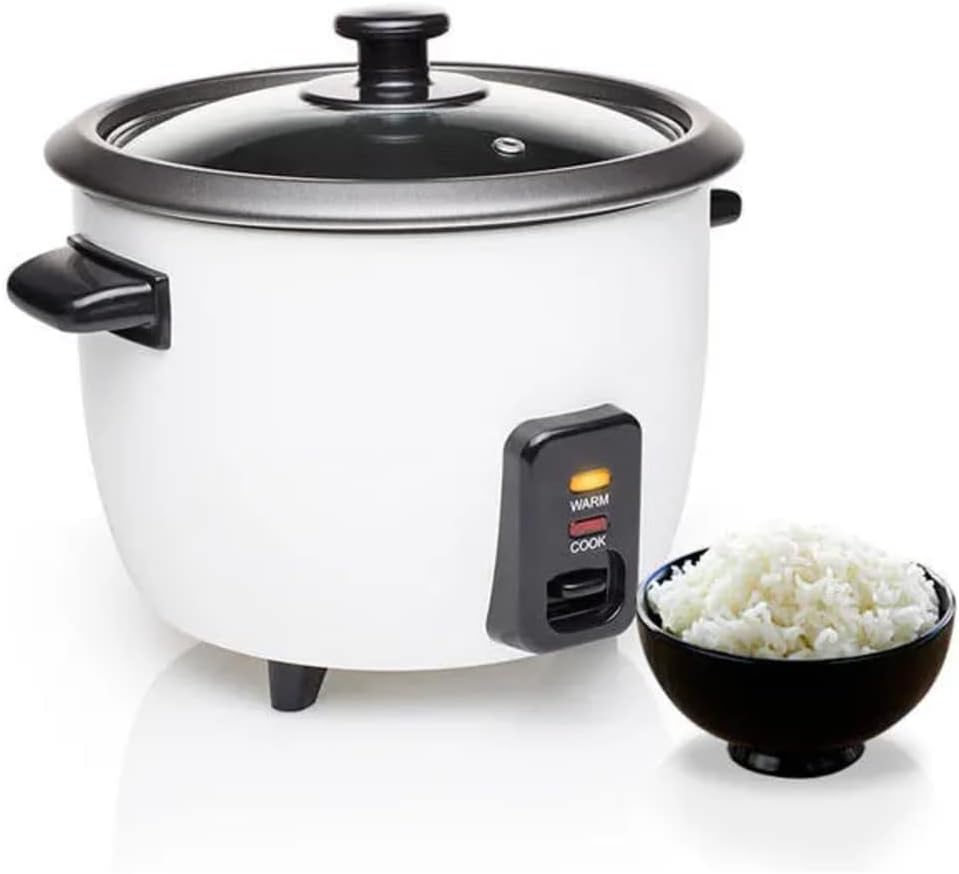 Tristar RK-6117 Rice Cooker, 0.6 litres, Keep Warm Function, 300 W, 0.6 L, 18 x 18 x 18 cm, Black, White