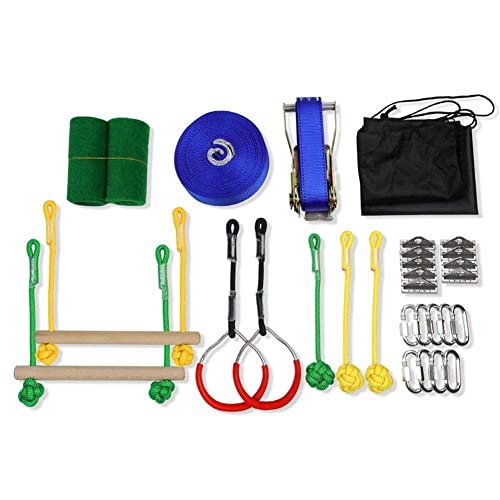 Il nostro kit è non solo un corso di formazione, ma anche di un portatile di intrattenimento all'aperto insieme per i bambini di tutte le età. Secondo la nostra ricerca, 80% bambini perdono il loro interesse per il regolare ninja slackline dopo 15 minuti di formazione. Tuttavia, non con la scala, la corda di arrampicata e lo swing! Mettere questo nel cortile di casa, se si desidera.