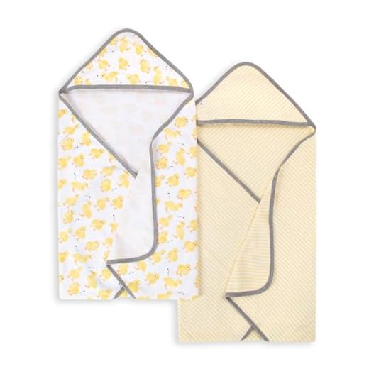 Burts Bees Baby Infant Hooded Towels Little Ducks Organic Cotton, Unisex Bath Essentials and Newborn Necessities, Soft Nursery Towel with Hood Set, 2-Pack Size 29 x 29 Inch