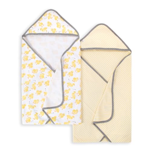 Image of Burts Bees Baby Infant Hooded Towels Little Ducks Organic Cotton, Unisex Bath Essentials and Newborn Necessities, Soft Nursery Towel with Hood Set, 2-Pack Size 29 x 29 Inch