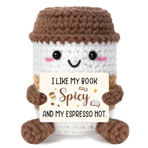 Book Lovers Gifts Coffee Cup - Positive Emotional Support Crochet Coffee Gifts for Book Lovers Women, Book-Themed Reading Gift for Reader/Bookish/Librarian/Teachers/Writers/Book Club Members/Coworkers