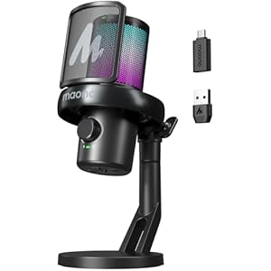 MAONO Microphone Wireless for PC, USB Microphone with Software AI Voice Change, Three-Level Noise Cancellation, Custom RGB Light, Mute, for Gaming, Podcasting, Streaming, Recording, DM40 Pro