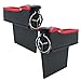 Produktbild BR Car interior 2 Pack Side Pocket Organizer - Autositzfüller Lücke Raumkonsole Aufbewahrungsbox mit Flaschenhalter Münzsammler, Lederausstattung für das Auto (Color : Black red)