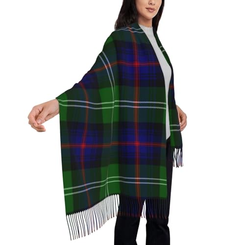 peiyeety Sutherland Tartan Blau Grün Karierter Schal für Damen, Tartan, weiches Kaschmir-Gefühl, Pashmina-Schal, gemütlich und leicht für den...
