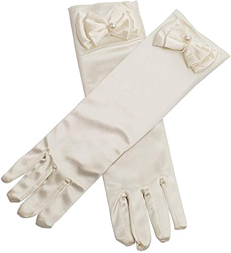 Image of FancyDressWale Girls Satin Long Gloves for Princess Dress Up Party With Bows
