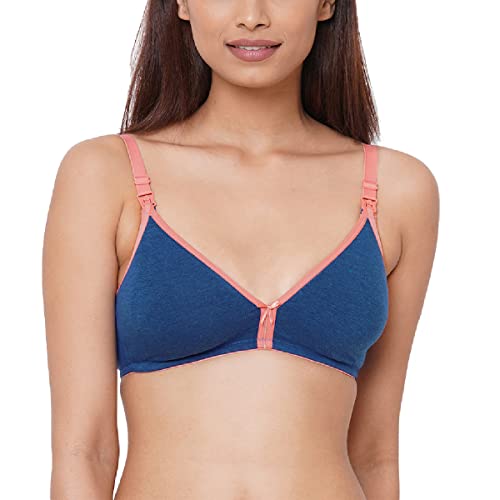 Image of Inner Sense Organic Cotton Bamboo Nursing Bra for Women I High Coverage Feeding Bra with Lace Detailing on Neckline I Non Padded Maternity Wear with Wirefree Design