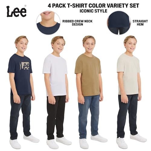 Lee Boys' 4 Pack Variety Super Soft Stretchable Tee Short Sleeve T-Shirt, Navy Collection Set, Small - image 5