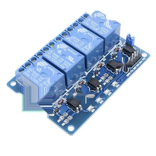DC 12V 4-Channel Relay Module for MCU/PLC, 10A/250V