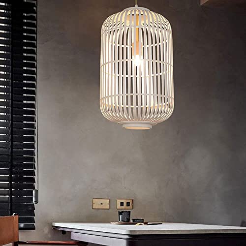 Suspension cage oiseaux bambou pour éclairage tamisé de salon cosy